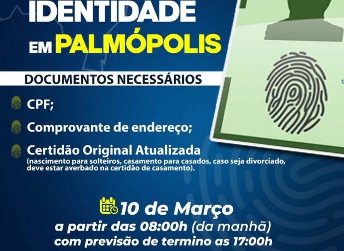 Mutirão para emissão de carteira de identidade  em Palmópolis